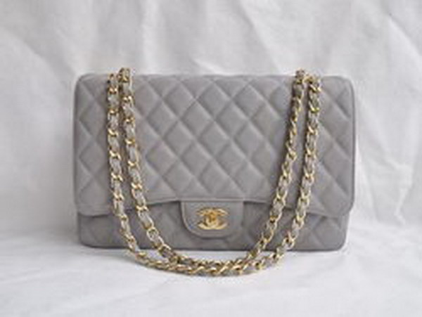 7A Replica Chanel Maxi Gray Caviar Leather with Golden Hardware Flap Bags 28601